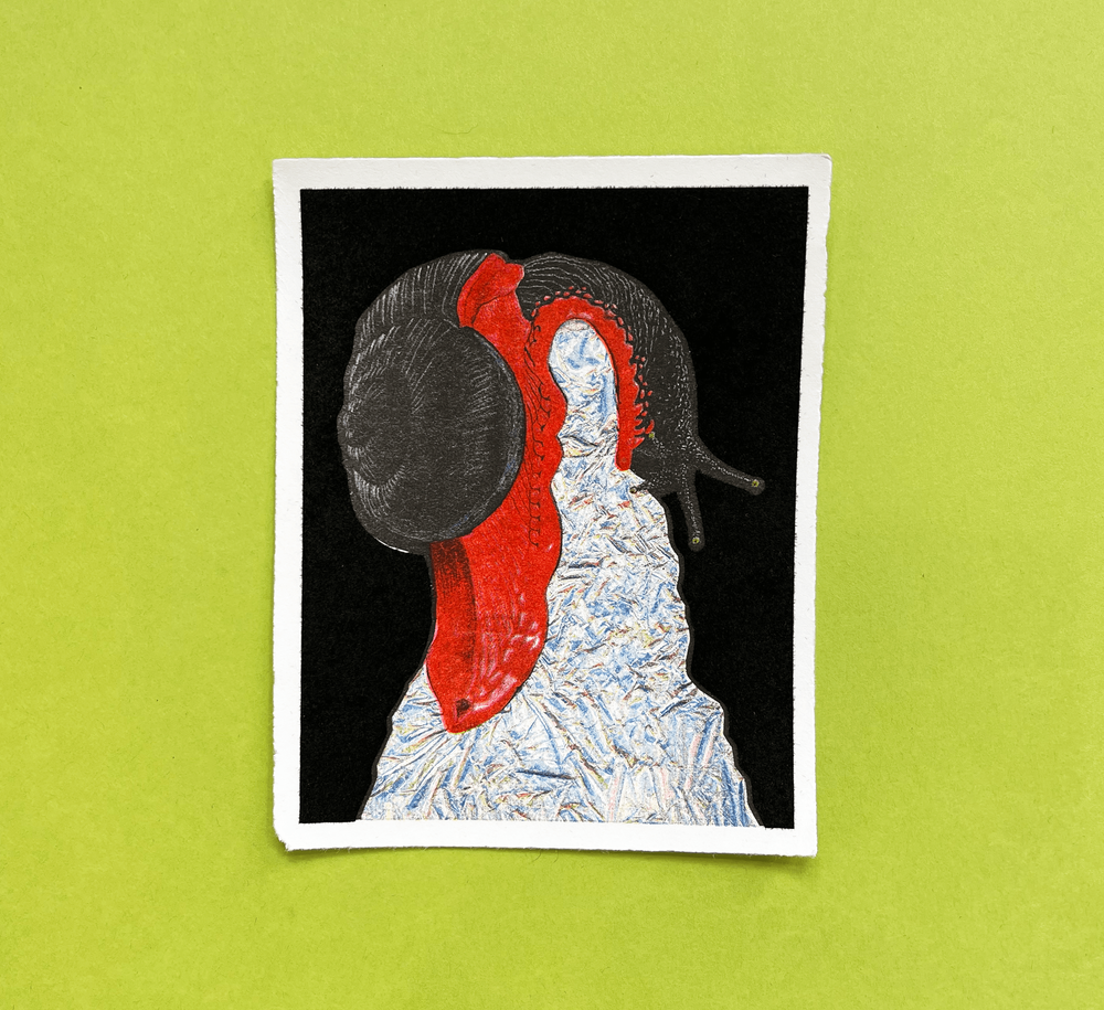 SNAIL TRIPTYCH - Special Edition Flocked Risographs by Skorb
